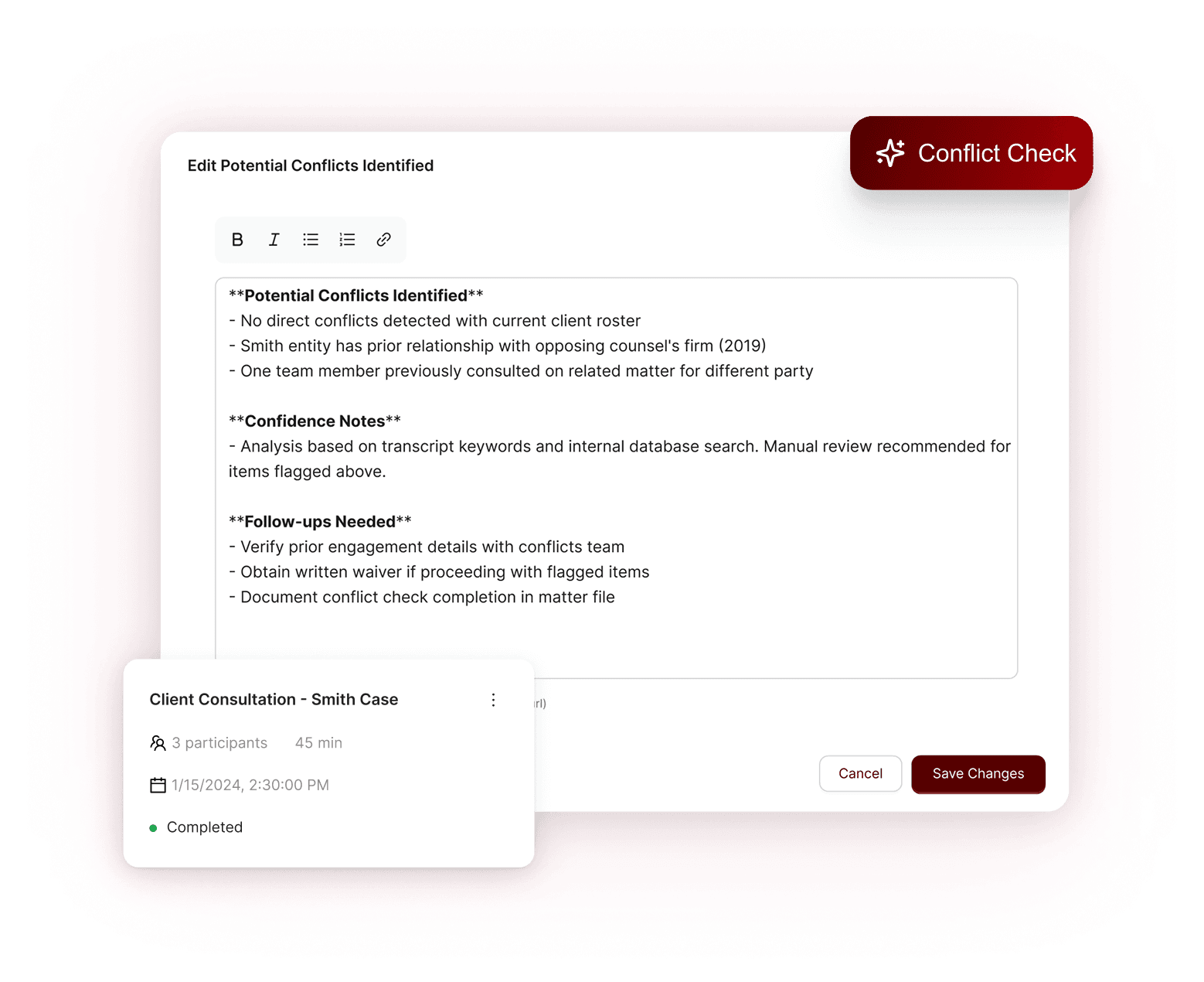 Conflict Check & Risk Detection